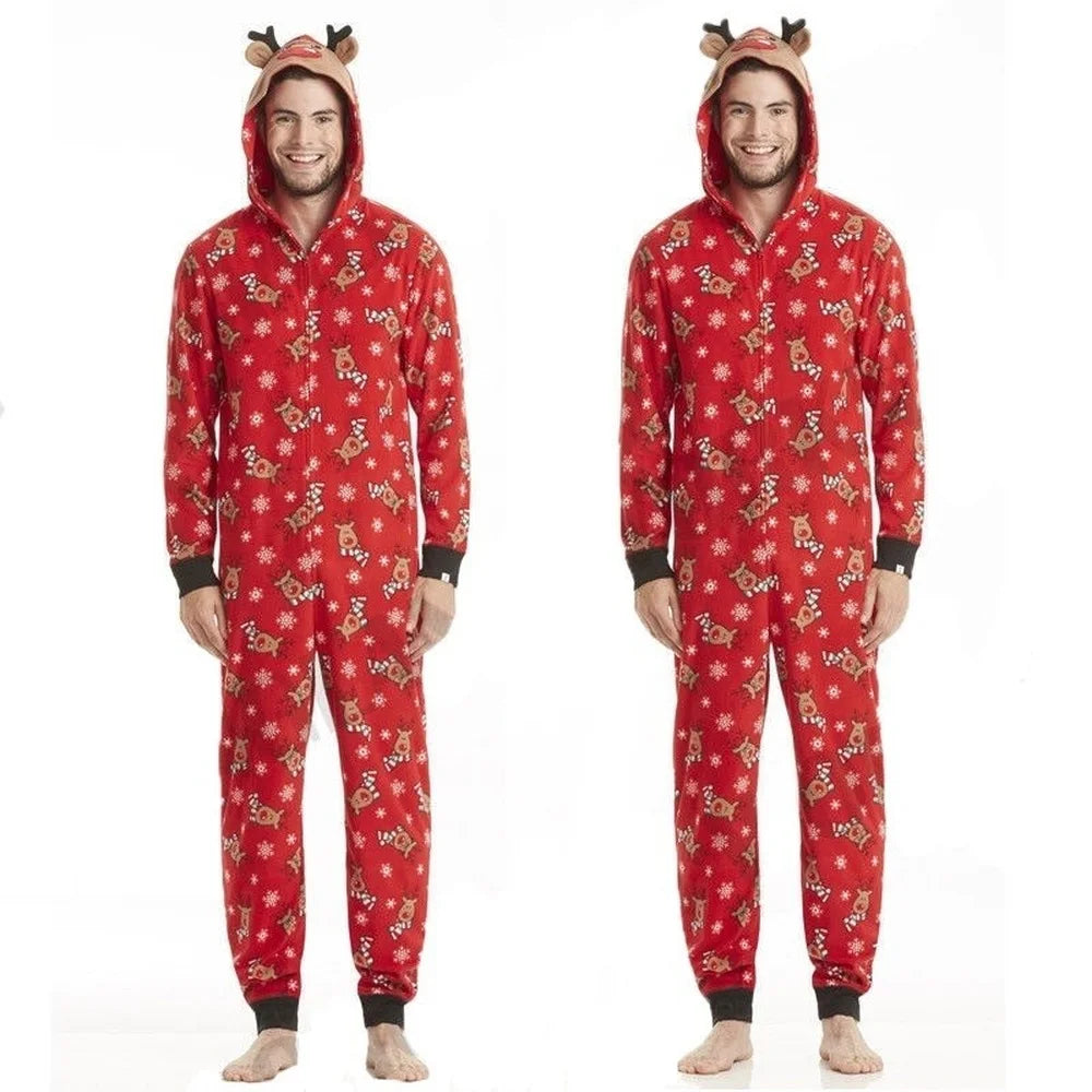 Family Matching Outfits Christmas Family Pajamas Set Adult Women Men Kid Long Sleeve Hooded Sleepwear