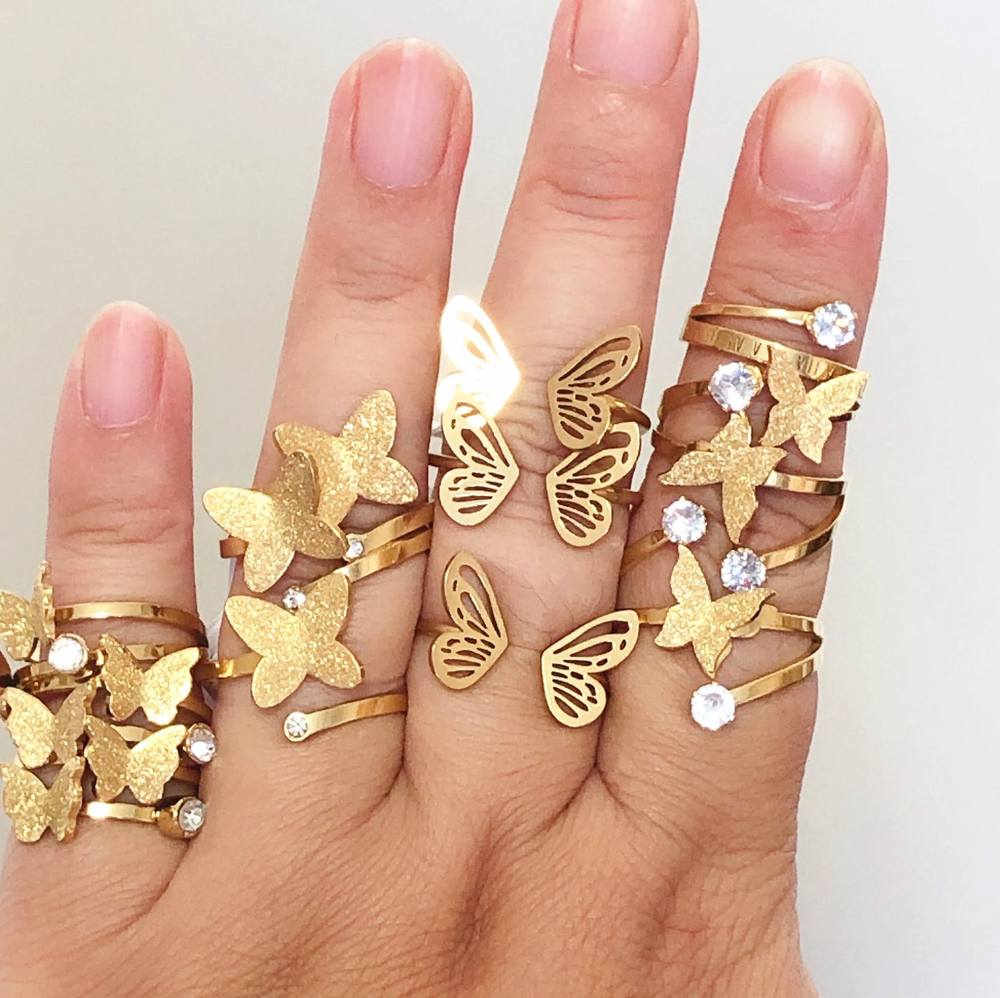 36Pcs/lot Hot selling exquisite butterfly series stainless steel rings women's fashionable wedding jewelry anniversary gifts