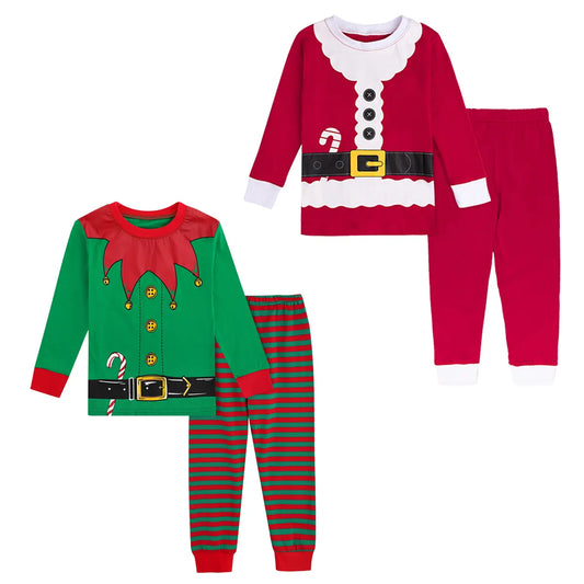 Kids Christmas Pajama Sets Boys Christmas Elf Pijama Children Skeleton Glow in The Dark Sleepwear Girls Pyjamas PJS 2-10 Years