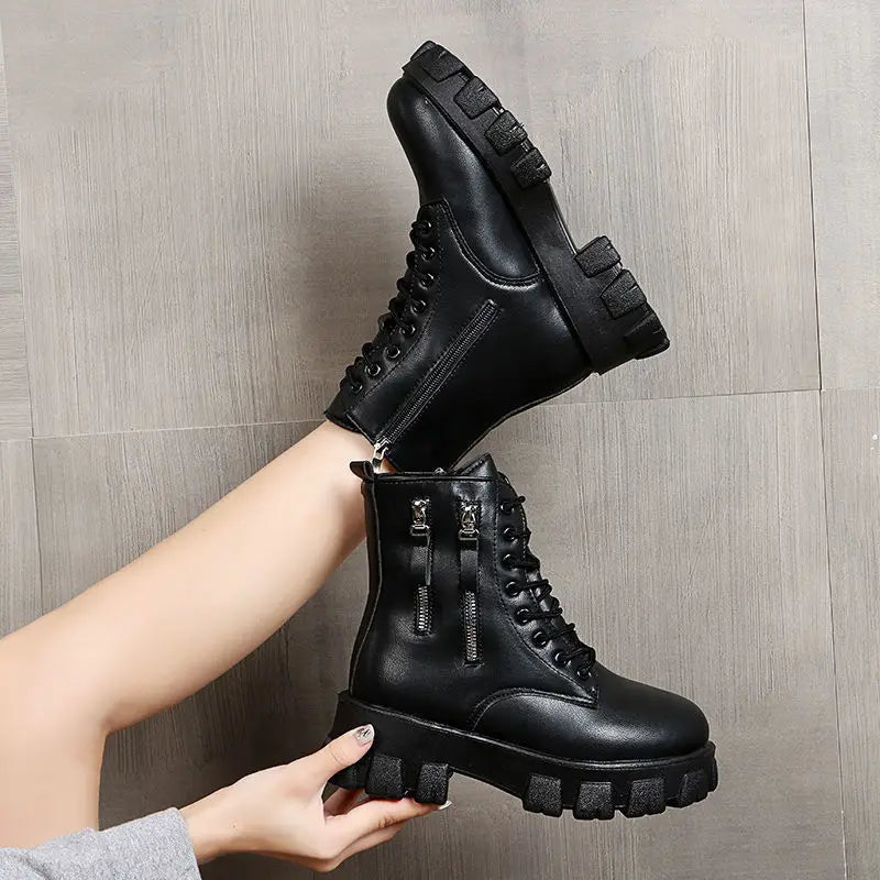 Snow boots Women's new plush women's shoes in the winter of 2022 Warm ankle boots Thick cotton shoes Fur black leather boots