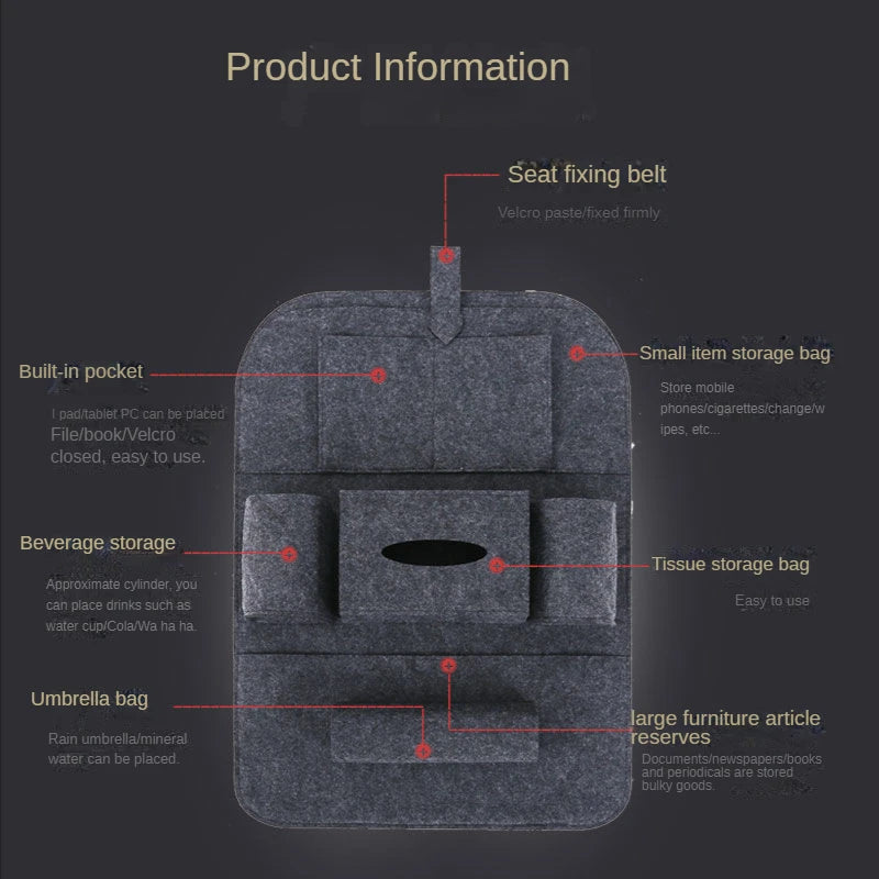 Car Seat Back Insulation Storage Bag Multi-Pocket Thermal Cooler Travel Organizer Case Pouch Bottle Drink Holder Container