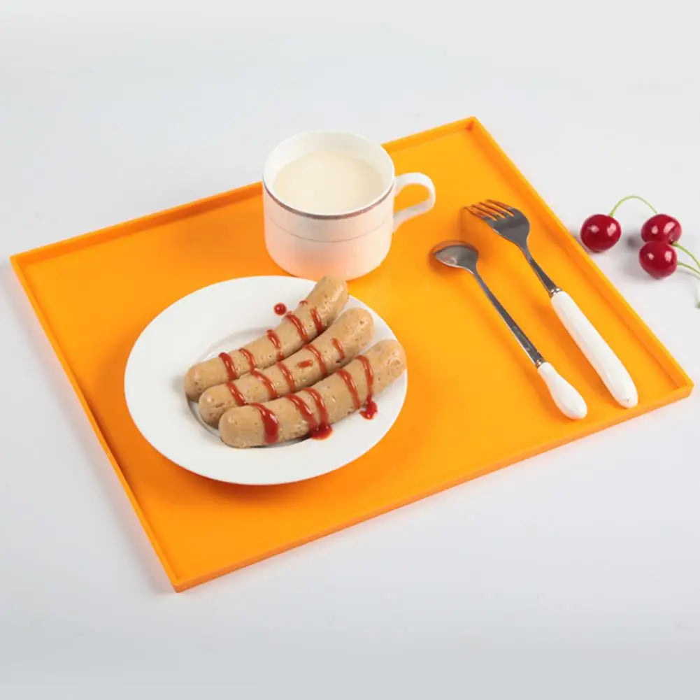 Dining: Place Mat with Edge Non-stick Anti-scalding Silicone Heat Insulated Food Dehydrator Cake Board Baking Pad for Daily Use