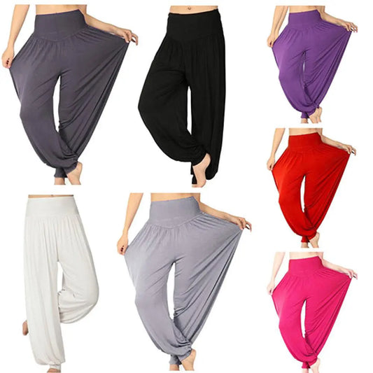 Casual Baggy Pants Modal Women Harem Pants Comfy Yoga Pants Loose Belly Dance Dance Wide Leg Trousers Gypsy Hippie Aladdin Pants