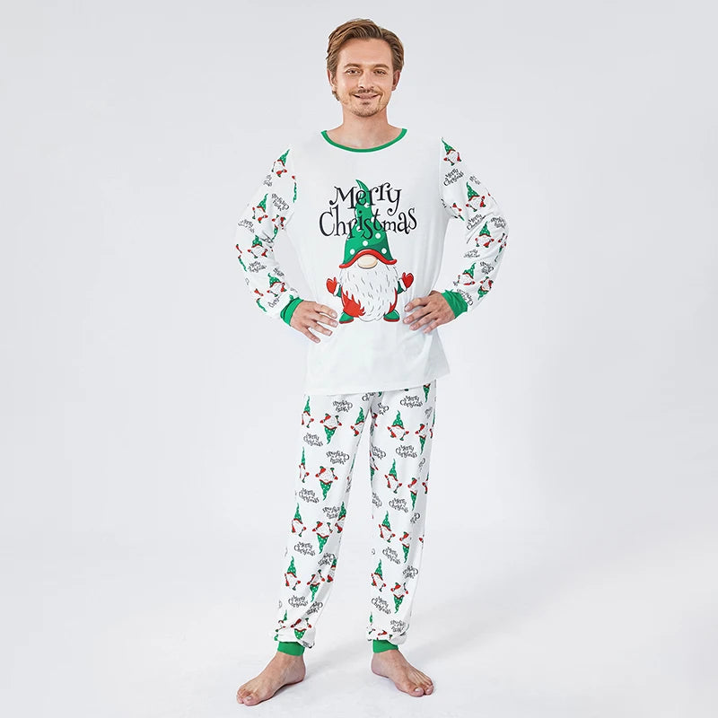 Christmas Family Pajamas Matching Set Santa Claus Print Long Sleeve Tops and Pants Sleepwear Soft Nightwear