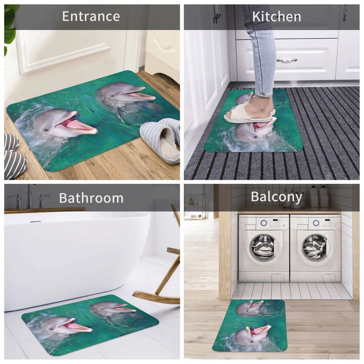 Undersea World Animals Doormat Bedroom Welcome Entrance Hallway Carpet Fish Dolphin Absorbent Floor Rug Door Mat Bath Mat