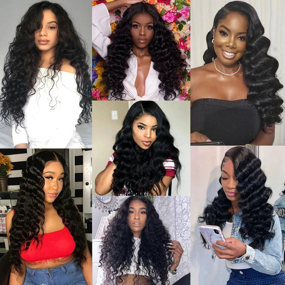 Glueless Wig: BAHW Brazilian Glueless Loose Deep Wave 100% Human Hair U Part Wigs 180% Density Remy Unprocessed Loose Deep Wave U Shape Wig