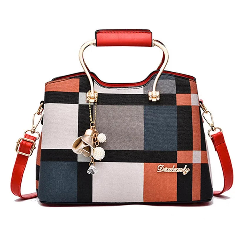 Trendy Handbag: Elegant Splicing Shoulder Bag for Women Luxury Top-handle Handbags Fashion Brands PU Leather Messenger Crossbody Bag Phone Purse