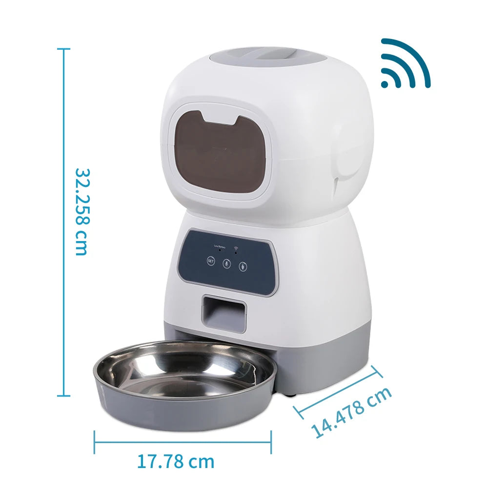 3.5L Dog Automatic Feeder with Voice Timing Stainless Steel Bowl Cat Dry Food Dispenser Tuya APP Smart Pet Feeder Dog Feeder