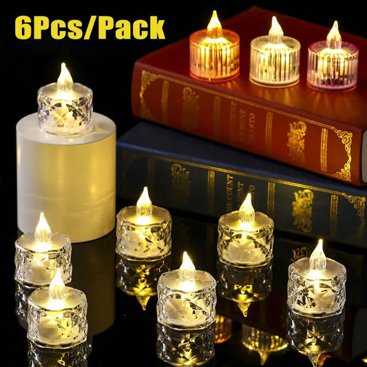 6Pcs Flameless LED Candle Light Battery Operated Tea Light Birthday Wedding Romantic Electronic Candles Festival Home Decoration