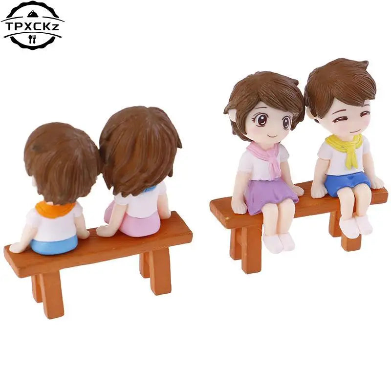 2pcs/3pcs DIY Mini Stool Couples Dolls Fairy Garden Miniatures Decor Dollhouse/Terrarium Action Figures Figurine Micro Landscape