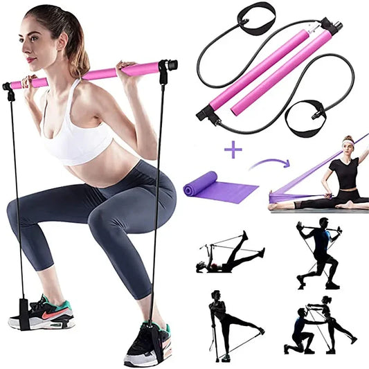 Yoga Crossfit Resistance Bands Exerciser Pull Rope Portable Gym Workout Pilates Bar Trainer Elastic Bands For Fitness Equipment