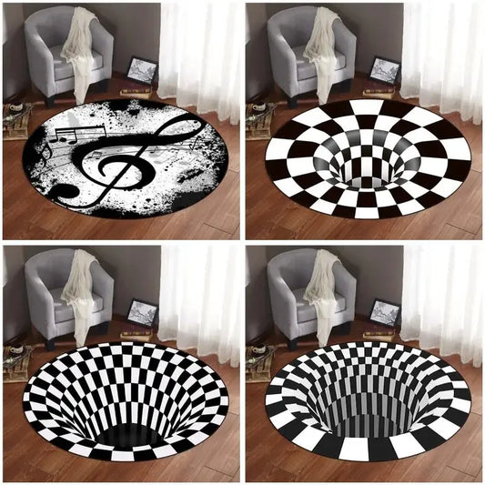 Rug-Vortex(SWIRL): Swirl Round Mat Toy Mat Round Rug Area Mat Vision Rug For Living Room Bottomless Hole Optical Illusion Home Decor Rug