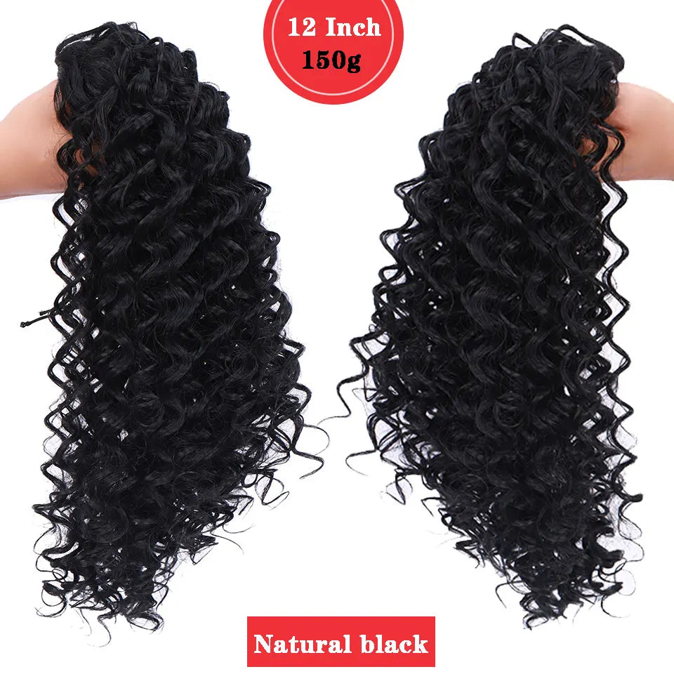 JINKAILI Synthetic Drawstring Kinky Curly Ponytail  Pony Tail Hair Extensions African American Curly Heat Resistant Hair Wig