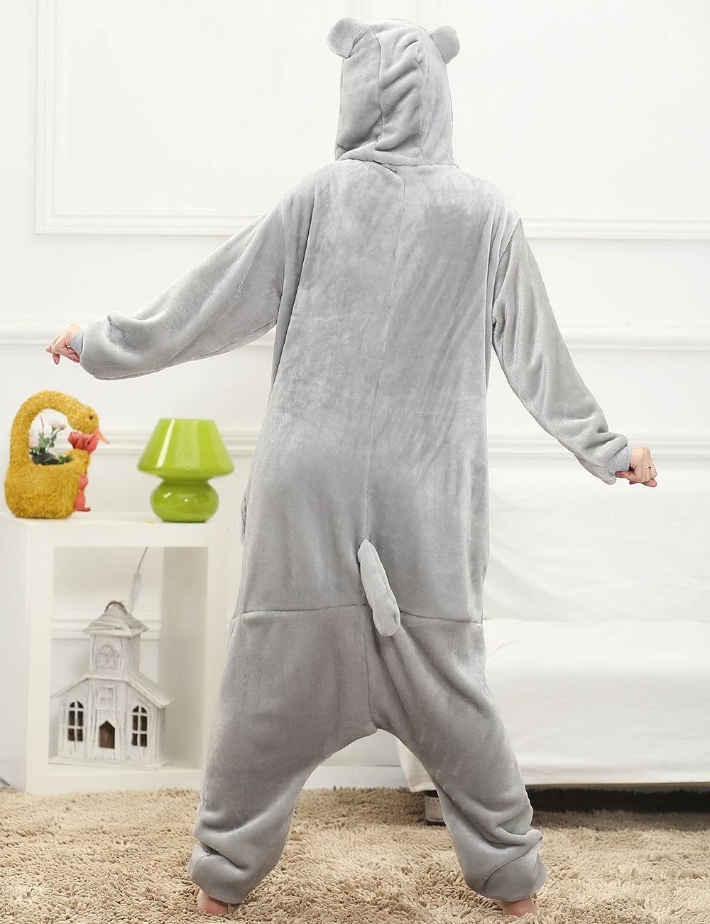 Adult Gray Totoro Onesie Plush Animal Pajamas One Piece Christmas Cosplay Costume Party Wear for Women and Men Overalls Jumpsuit