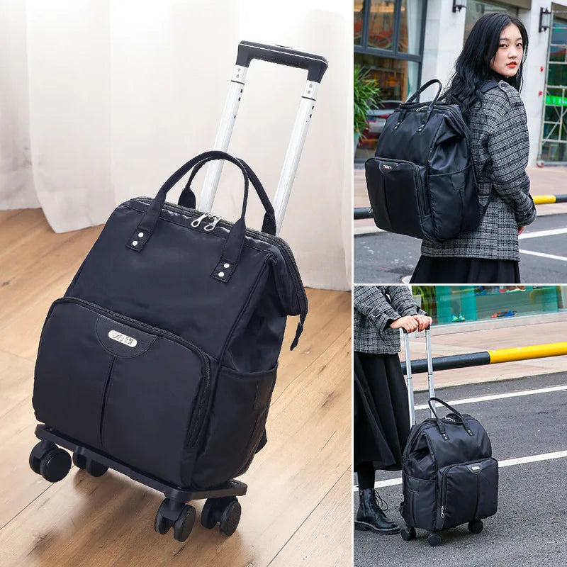 2023 Wheeled Bag For Travel Trolley Bags Women  Backpack With Wheels Oxford Large Capacity  Rolling Luggage Suitcase