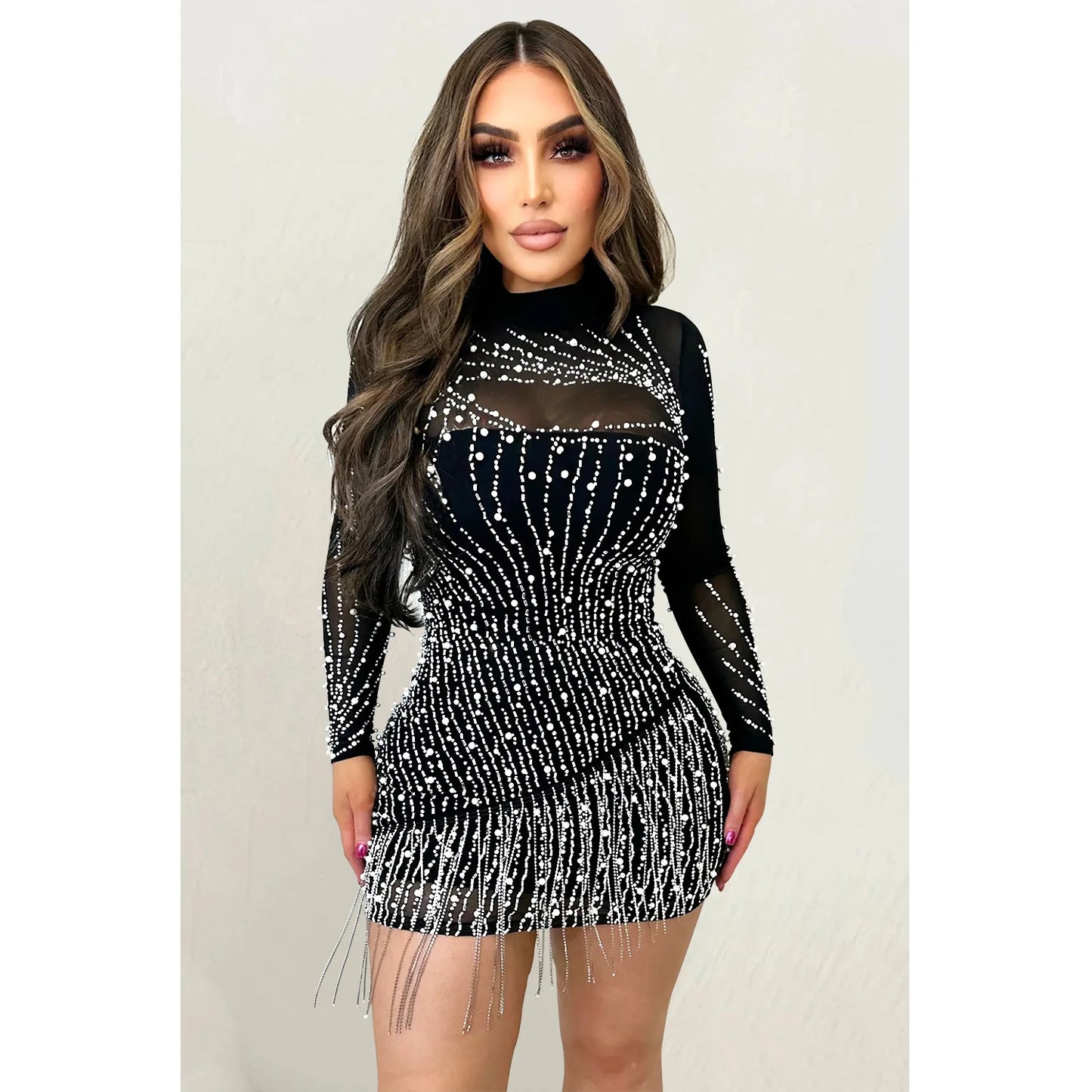 Sequin Goddess Dress (1): Sequins Mini Dress Elegant Cocktail Sling V Neck Black Dresses Evening Dresses Party Prom Gown Slim Mesh Normal Vestidos