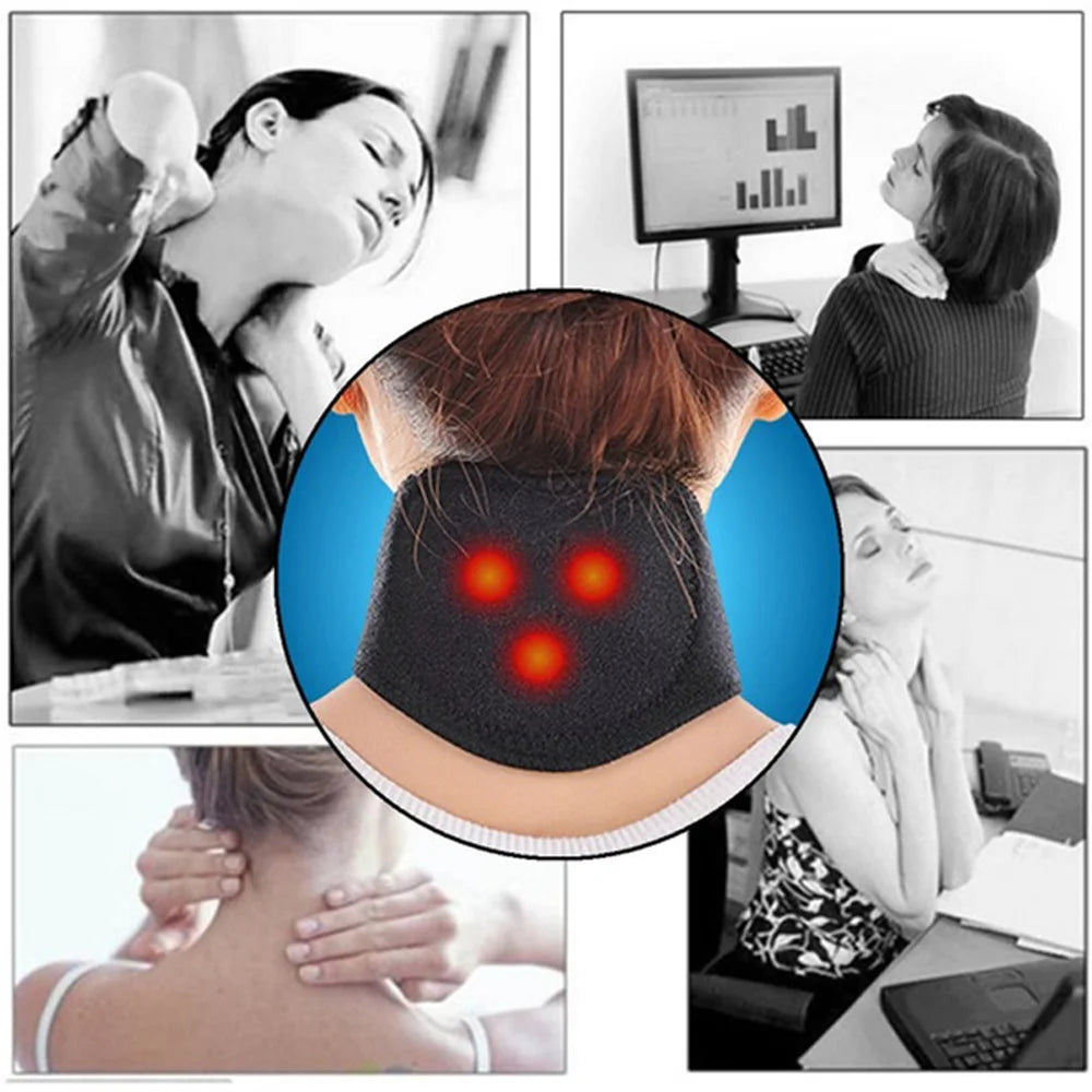 Heating Neck Massager:  1 Pcs BYEPAIN Tourmaline Magnetic Therapy Neck Massager Cervical Vertebra Protection Spontaneous Heating Belt Body Massager