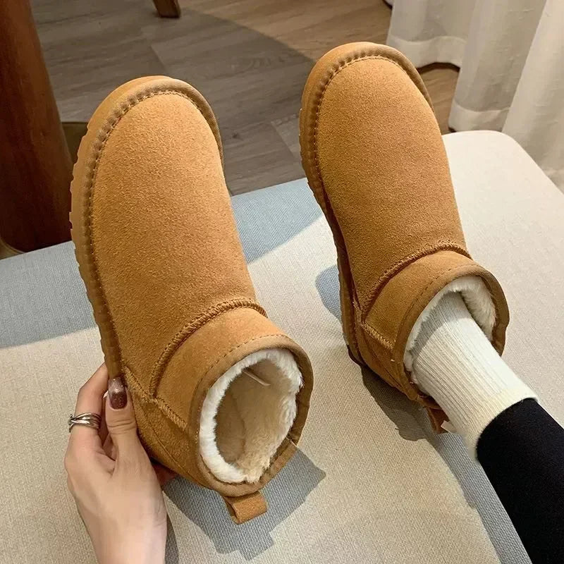 2023 Fashion Winter Snow Boots Fur Ladies Snow boots Tube Thickened Cotton Warm Fur Shoes Student Women Winter Short Boots