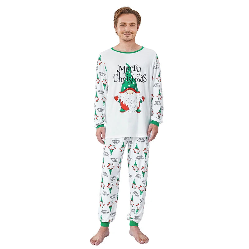 Christmas Family Pajamas Matching Set Santa Claus Print Long Sleeve Tops and Pants Sleepwear Soft Nightwear