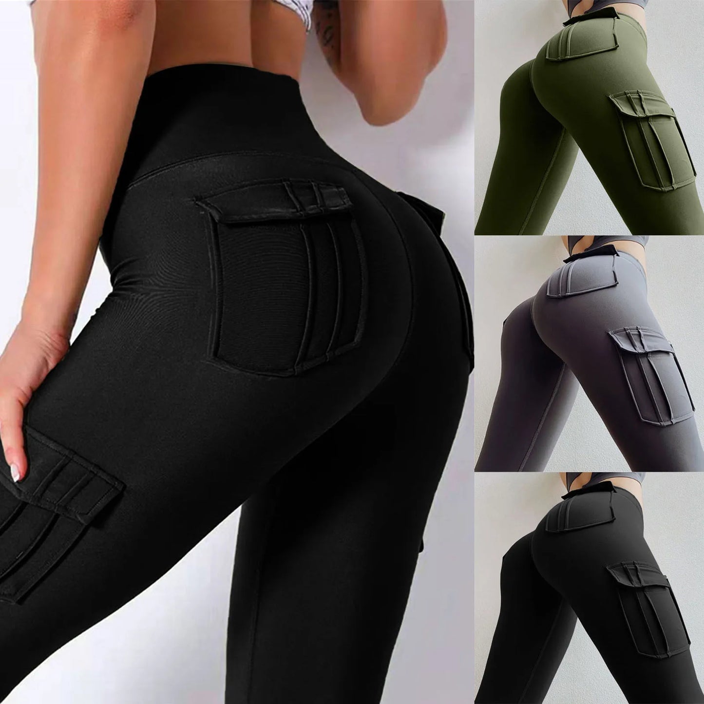 Cathy Cargo Leggings: Workout Running Athletic Cargo Leggings Pants Women'S Sports High Waist Fitness Gym Sport Leggings Women Sexy Push Up Outwear Plus Size Up To 2XL