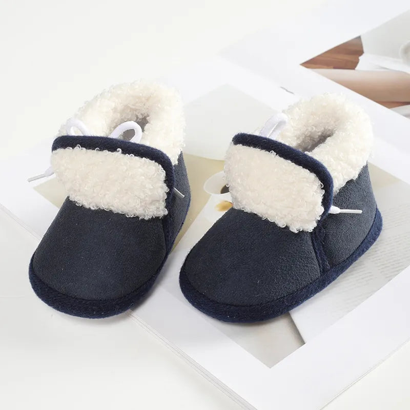 Baby Shoes Booties Baby Boy Girl Shoes Winter Warm Anti-slip Soft Sole Newborns First Walkers Infant Solid Crib Shoes