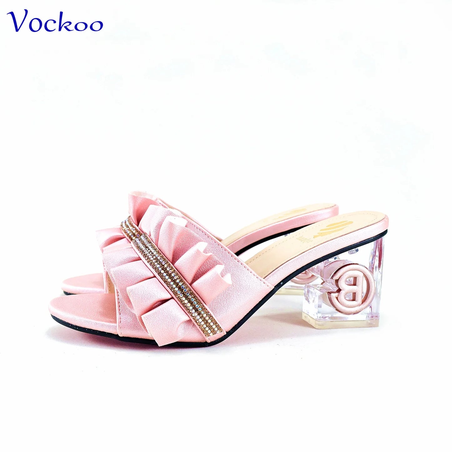 Fashionable New Arrivals Italian Ladies Shoes Matching Bag Set in Pink Color with Appliques 2024 INS Hot Sale Slipper for Dress