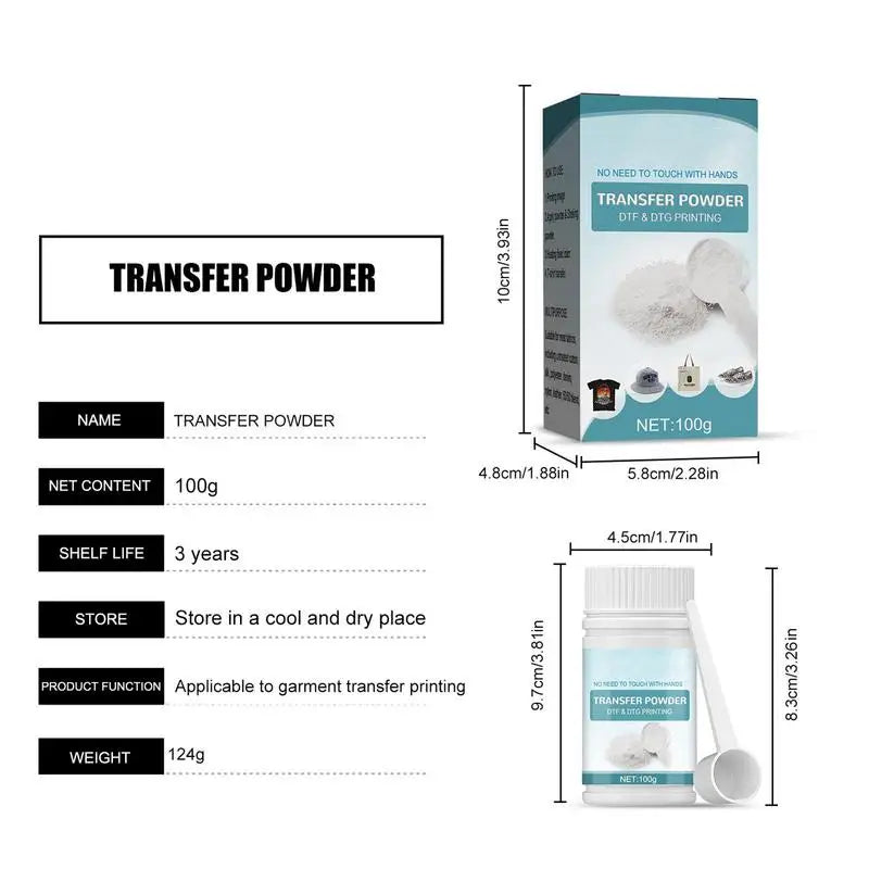 Transfer Powder Compatible With DTF And DTG Printers 100g Waterproof White Digital Transfer DTG Pretreat Powder For Most Fabric