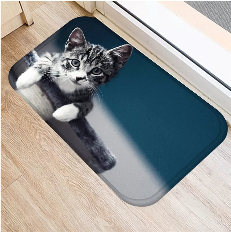 Cute Cat Animals Pattern Anti-Slip Suede Carpet Door Mat Doormat Outdoor Kitchen Living Room Floor Mat Rug Home Decor 48306