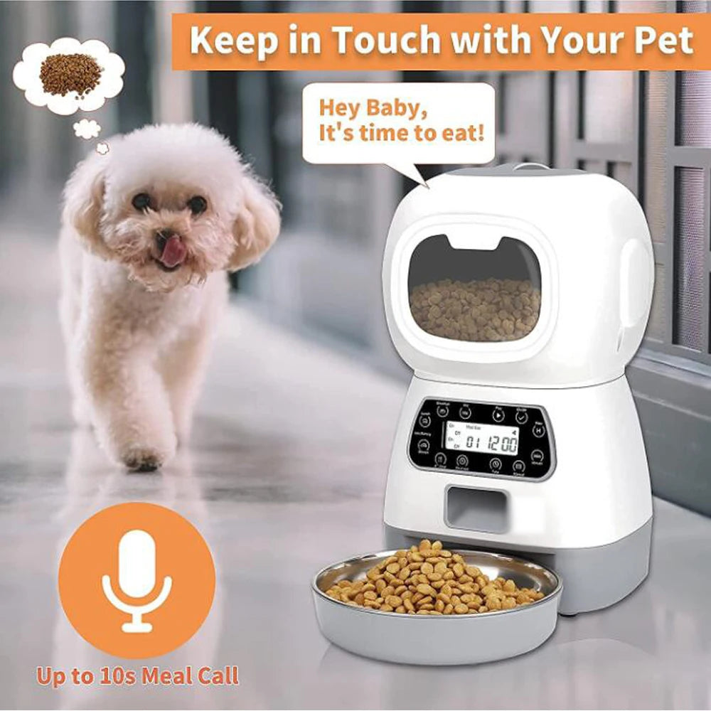 3.5L Dog Automatic Feeder with Voice Timing Stainless Steel Bowl Cat Dry Food Dispenser Tuya APP Smart Pet Feeder Dog Feeder