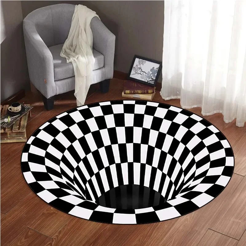 Rug-Vortex(SWIRL): Swirl Round Mat Toy Mat Round Rug Area Mat Vision Rug For Living Room Bottomless Hole Optical Illusion Home Decor Rug