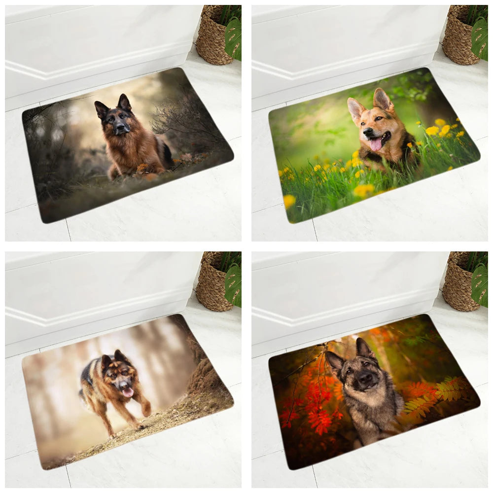 German Shepherd Dog Doormat Flannel Carpet Floor Mat for Hallway Bedroom 40x60cm Pet Animal Door Rug Non-Slip Decor