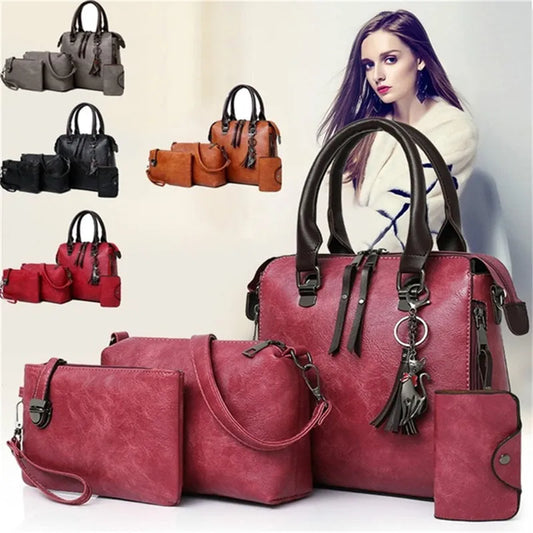 Luxury Brand Women's Handbags Shoulder Bag Wallets 4 Piece Set Large Capacity Ladies Messenger Bags Leather Tote Bag for Women