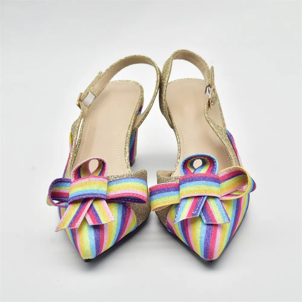 Italian High Fashion Shoes Decorated with Rainbow Butterfly Shoes and Bag To Match for Wedding Nigeria Bag and Shoes for Ladies