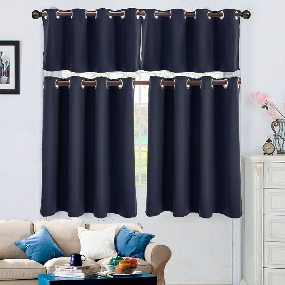 Curtains: Solid Color Black-out Curtain Window Shade Household Light Blocking Curtains Home Privacy Screen for Bedroom Kitchen