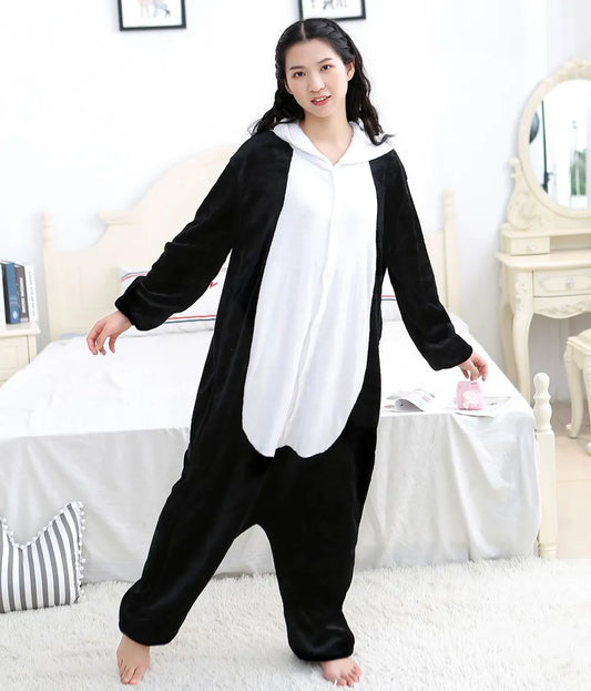 Winter Adults Animal Panda Onesies Women Men Unisex Anime Pajamas Cartoon Costumes Christmas Hooded Jumpsuits Flannel Pajamas