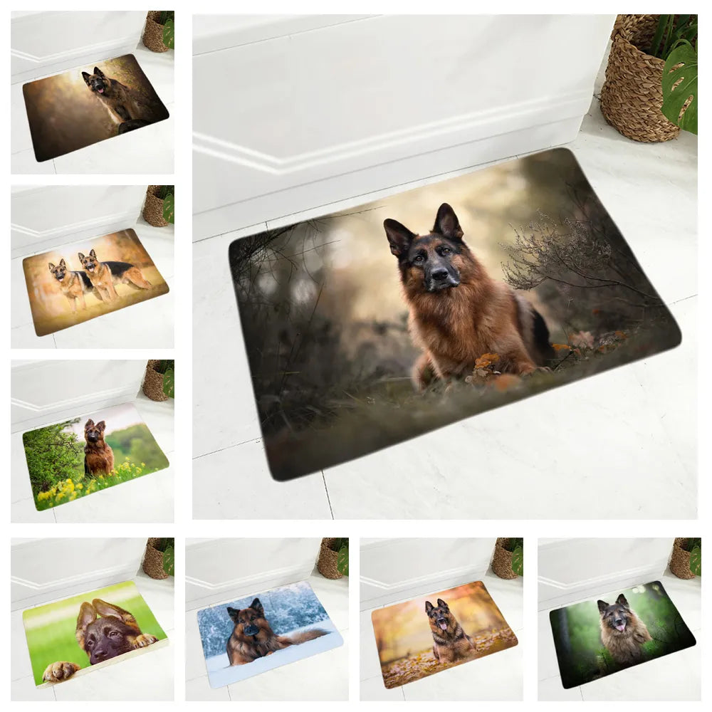 German Shepherd Dog Doormat Flannel Carpet Floor Mat for Hallway Bedroom 40x60cm Pet Animal Door Rug Non-Slip Decor