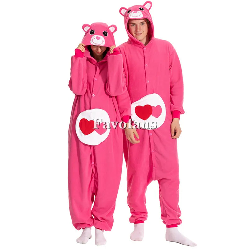 Favofans Animal Kigurumi Adults Women Bear Onesies Pajamas Halloween Costumes Cosplay Jumpsuit Christmas Gift