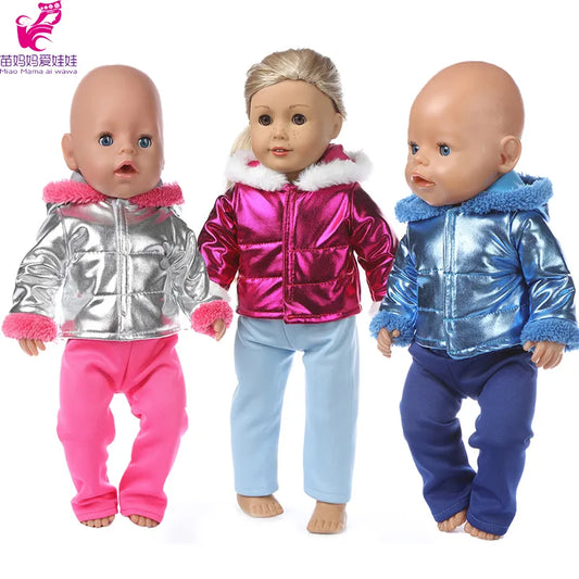 43 Cm Baby Doll Clothes Winter Ski Jacket Pants Set 18 Inch Girl Doll Coat Dolls Clothes