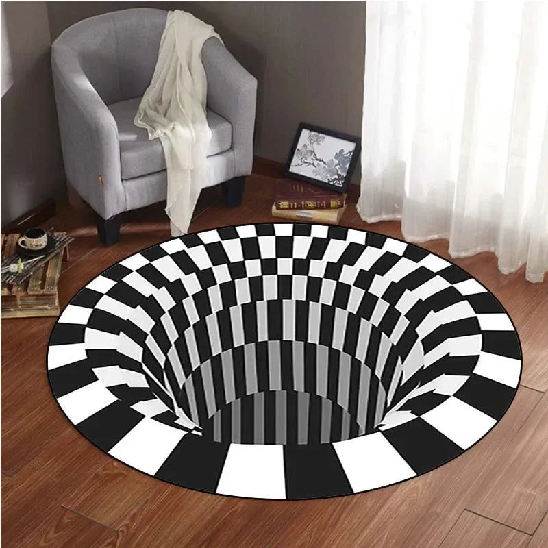 Rug-Vortex(SWIRL): Swirl Round Mat Toy Mat Round Rug Area Mat Vision Rug For Living Room Bottomless Hole Optical Illusion Home Decor Rug