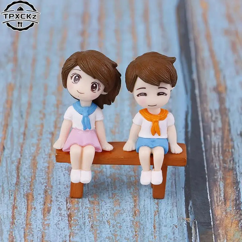 2pcs/3pcs DIY Mini Stool Couples Dolls Fairy Garden Miniatures Decor Dollhouse/Terrarium Action Figures Figurine Micro Landscape