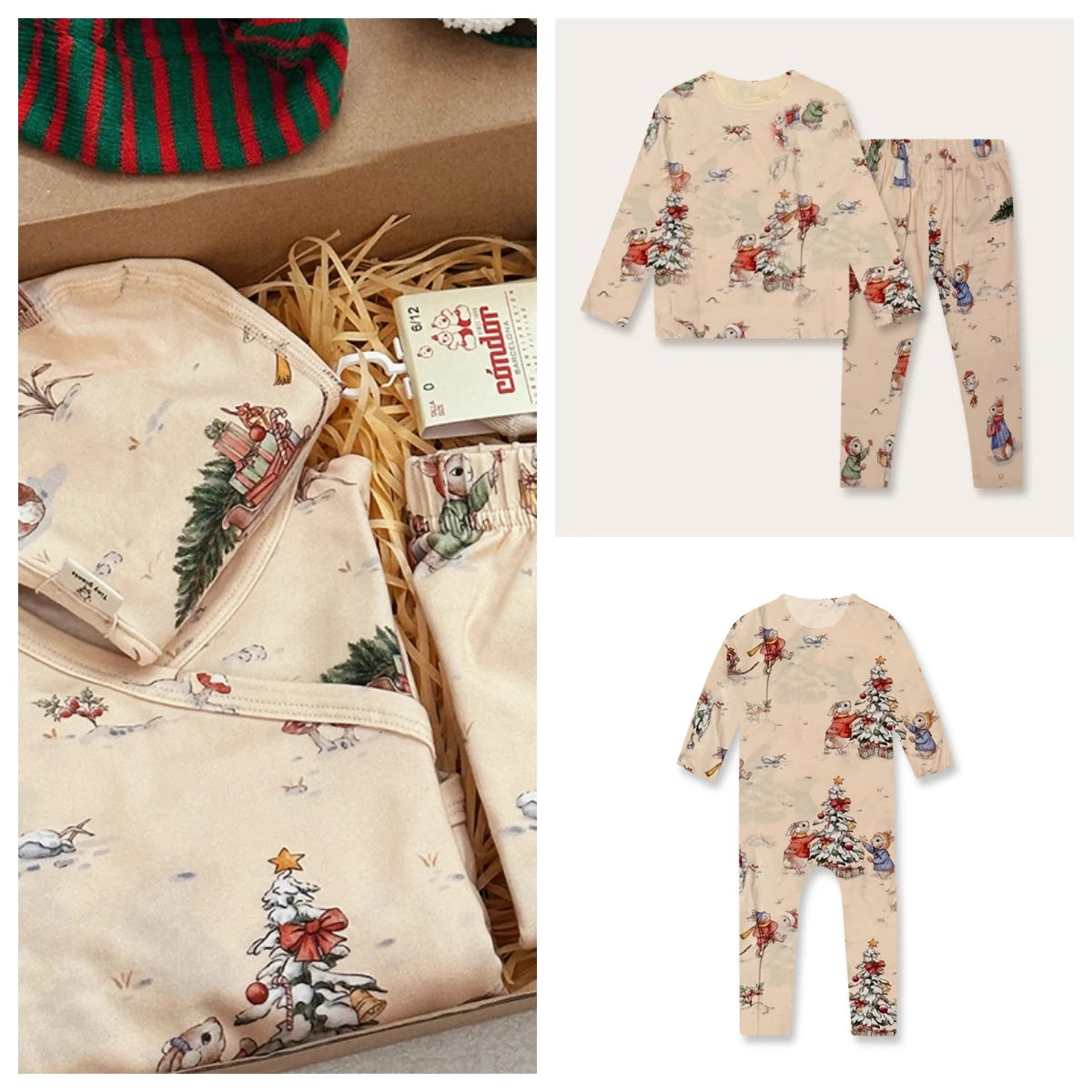 Kids Boys Girls Cotton Christmas Pajamas Set 2023 Winter New Cute Print Long Sleeve Baby Rompers Pajamas