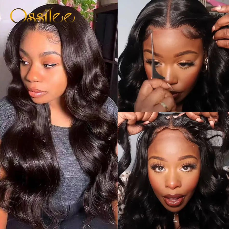 4x4 5x5 Wear and Go Glueless Human Hair Wig Body Wave Pre Cut Lace Closure Wig Glueless Wig Human Hair Ready to Wear Ossilee