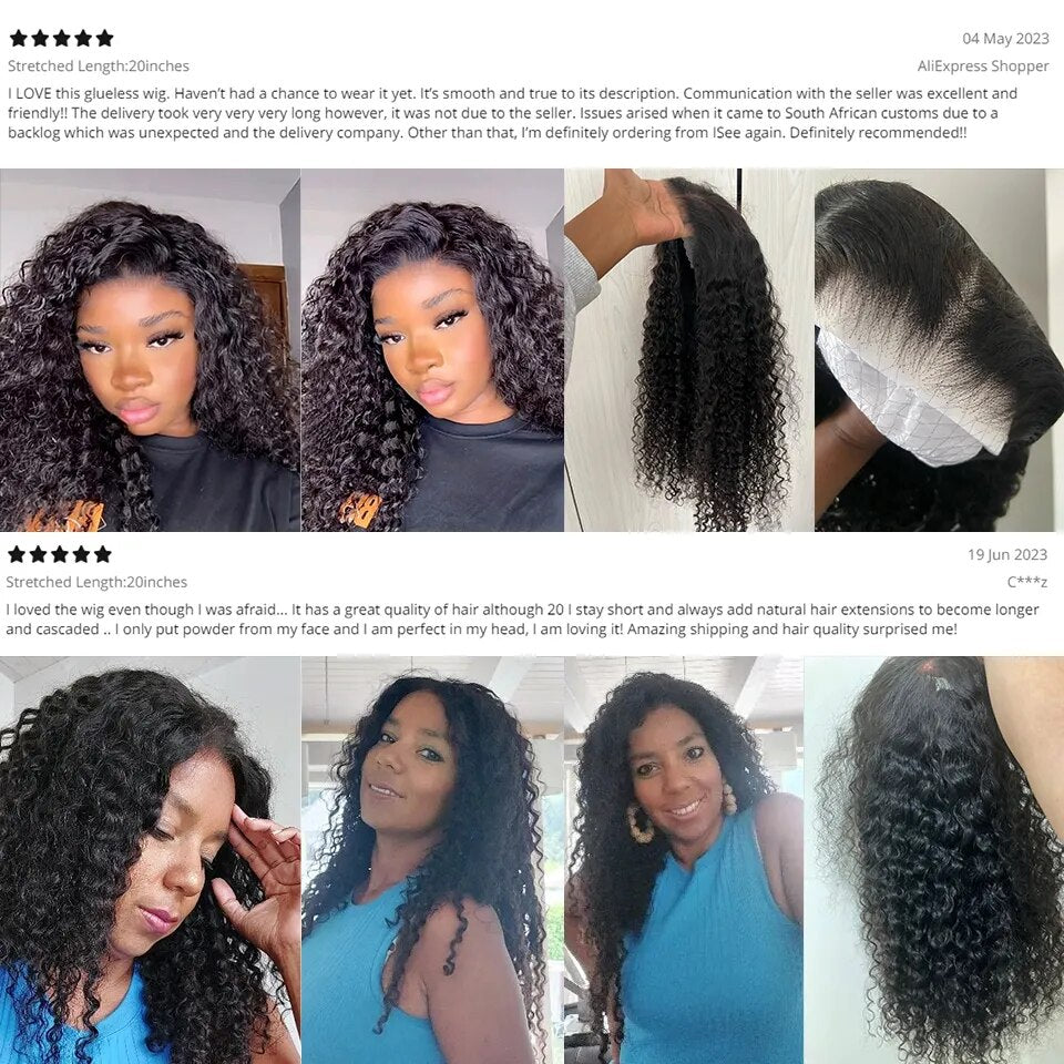 Wear Go Wig ISEE Hair Mongolian Water Wave 6x4 Glueless Preplucked Human Wigs Ready To Go Pre Cut Lace Easy Install HD Lace Wigs