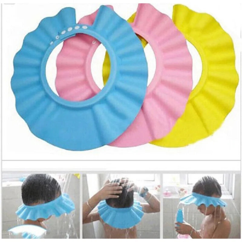 Baby Shower Soft Cap Adjustable Hair Wash Hat For Kids Ear Protection Safe Children Shampoo Bathing Shower Protect Head Cover