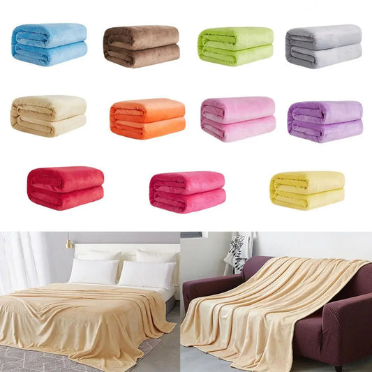 Blanket: Big Size Soft Warm Coral Fleece Flannel Blankets For Beds Faux Fur Mink Throw Solid Color Sofa Cover Bedspread Winter Blankets