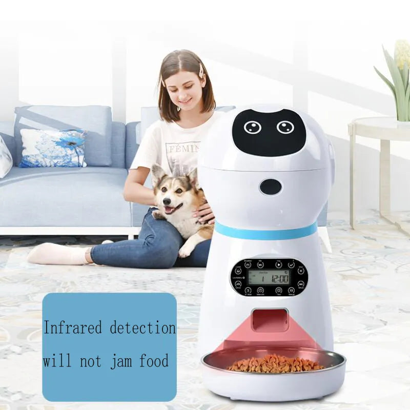 3.5L Dog Automatic Feeder with Voice Timing Stainless Steel Bowl Cat Dry Food Dispenser Tuya APP Smart Pet Feeder Dog Feeder