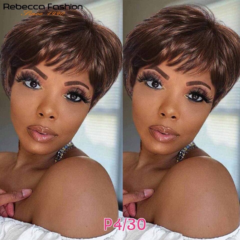 Short Human Hair Wigs Pixie Cut Straight Remy Brazilian Hair