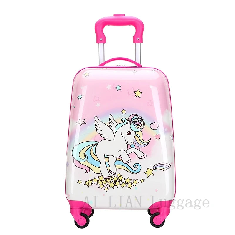 kids travel suitcase with wheels Cartoon anime rolling luggage carry ons cabin trolley luggage bag children car suitcase panda