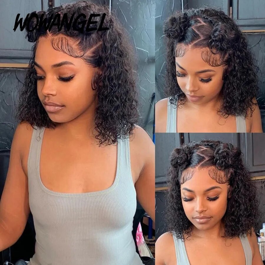 Glueless Wig Short Curly Bob Wigs 13x4 HD Lace Front Human Hair Wigs Bob Cut Wigs Water Wave Real HD Lace Closure Wigs For Woman