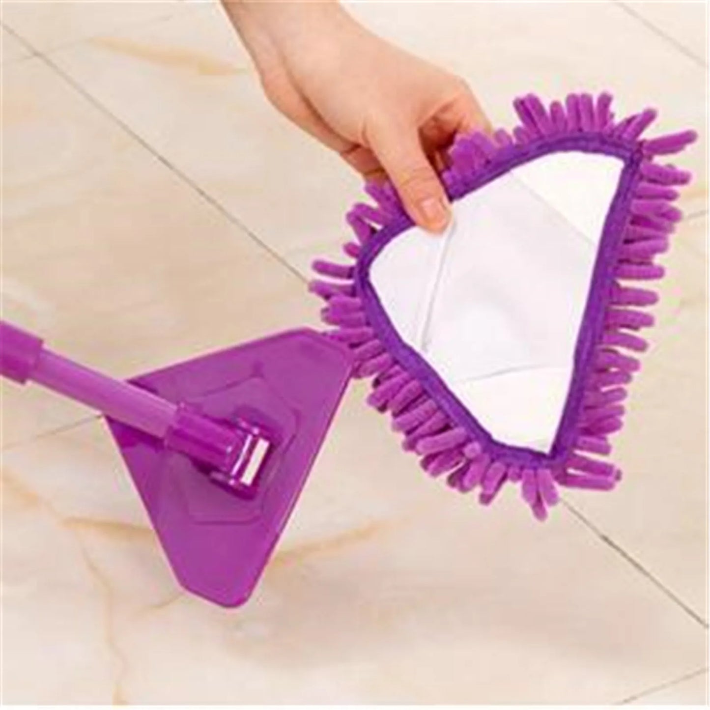 Cleaning Tool: Triangular Clean Mop Rotating Adjustable with Telescoping Handle Multifunctional with Refills Replacement Cloth For Car Floor